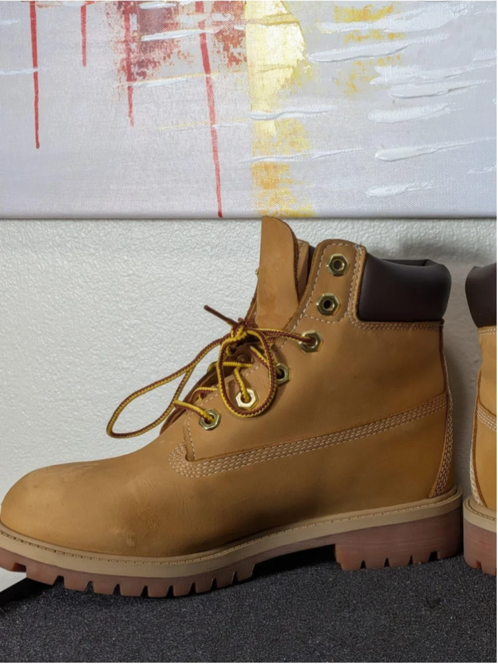 Timberland Nubuck Ankle Boots Kids Size 5M Beige Combat Work TB112909713